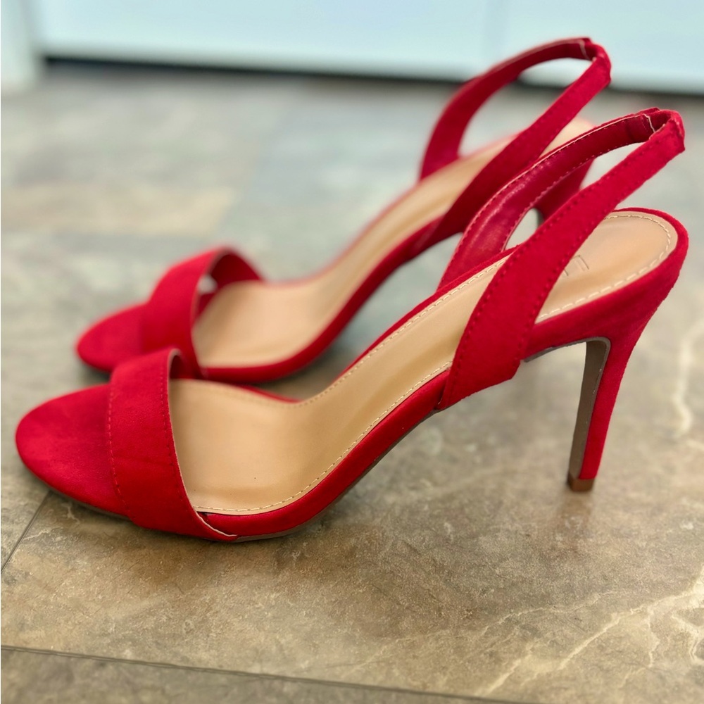JustFab Vibrant Red Slingback Heels